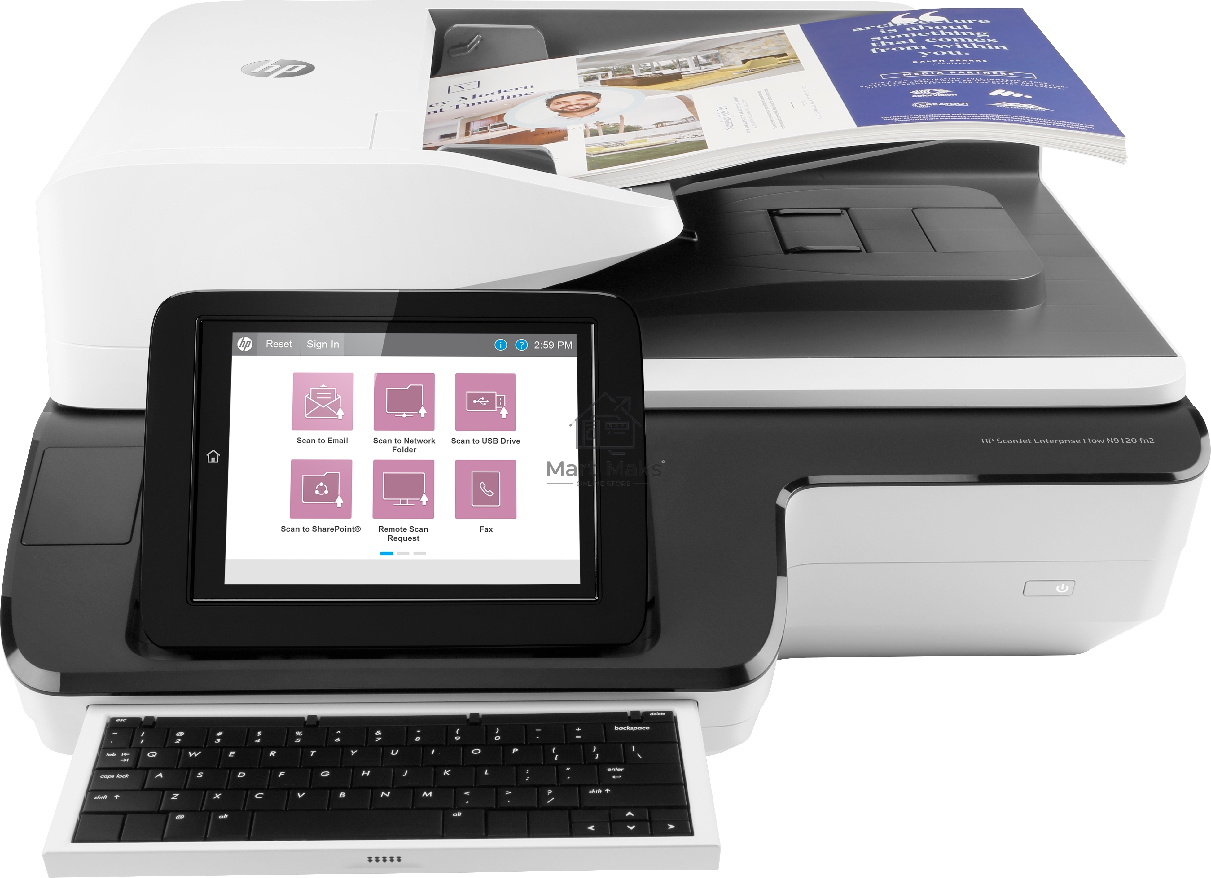 Сканер HP Scanjet Enterprise Flow N9120 fn2 Flatbed Scanner (A3,600x600 dpi,24 bit, USB ,ADF 200 sheets, 120ppm A4, Duplex, 1y warr, replace L2683B)