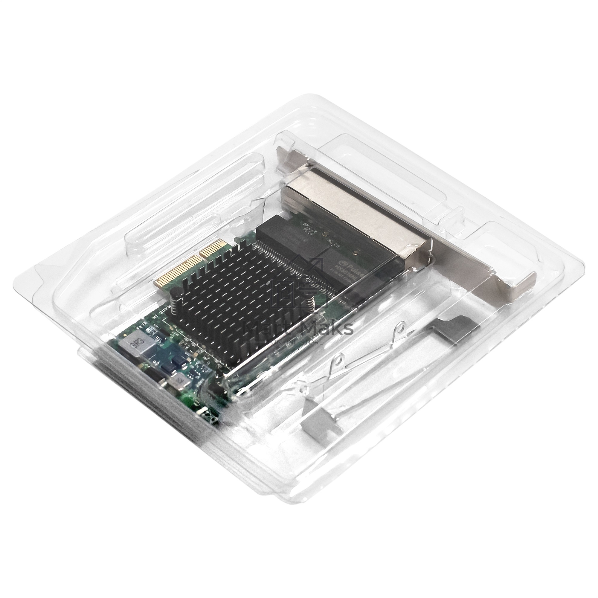 Сетевой адаптер ExeGate EXE-BCM5719 (PCI-E x4 v2.0, порты 4xRJ45, 10/100/1000Mbps, Gigabit Chipset Broadcom BCM5719)