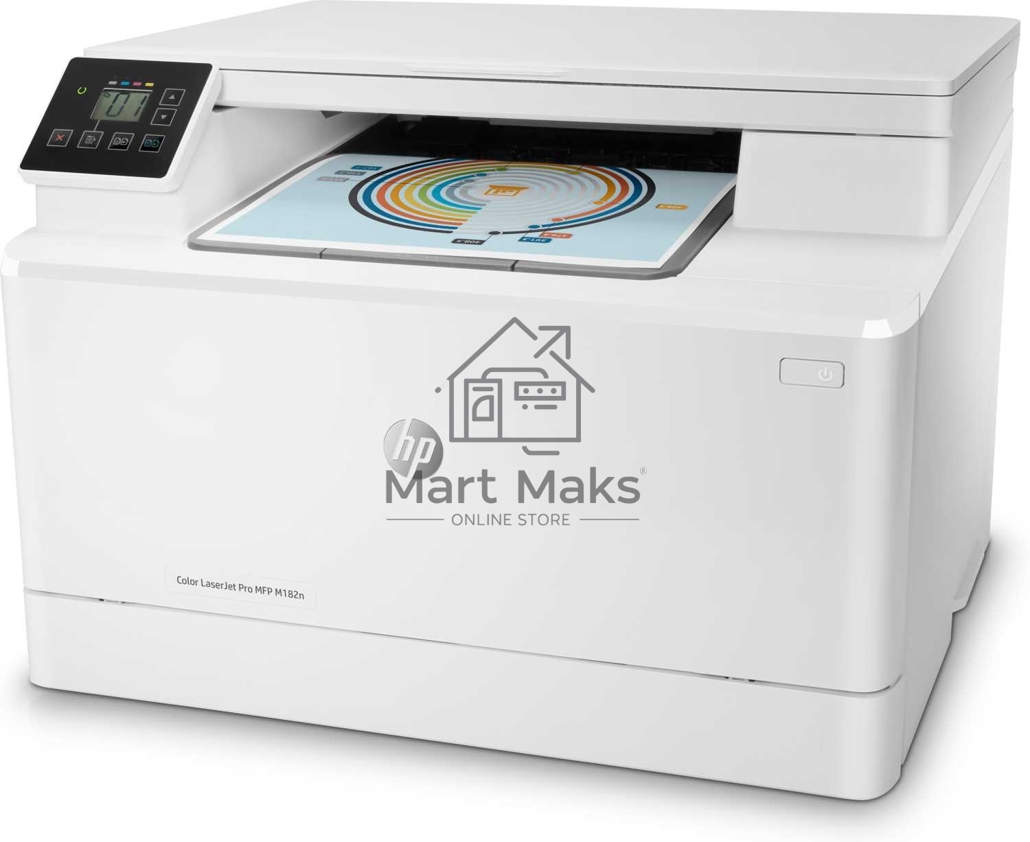 МФУ лазерный HP Color LaserJet Pro MFP M182n (7KW54A), A4, цветной, печ. до 16 стр/мин., 600 x 600 dpi (печать) 1200x1200dpi (скан.), USB, RJ-45, Air Print, Mopria