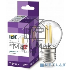 Лампа LED G45 шар прозр. Iek LLF-G45-7-230-40-E27-CL 7Вт 230В 4000К E27 серия 360°