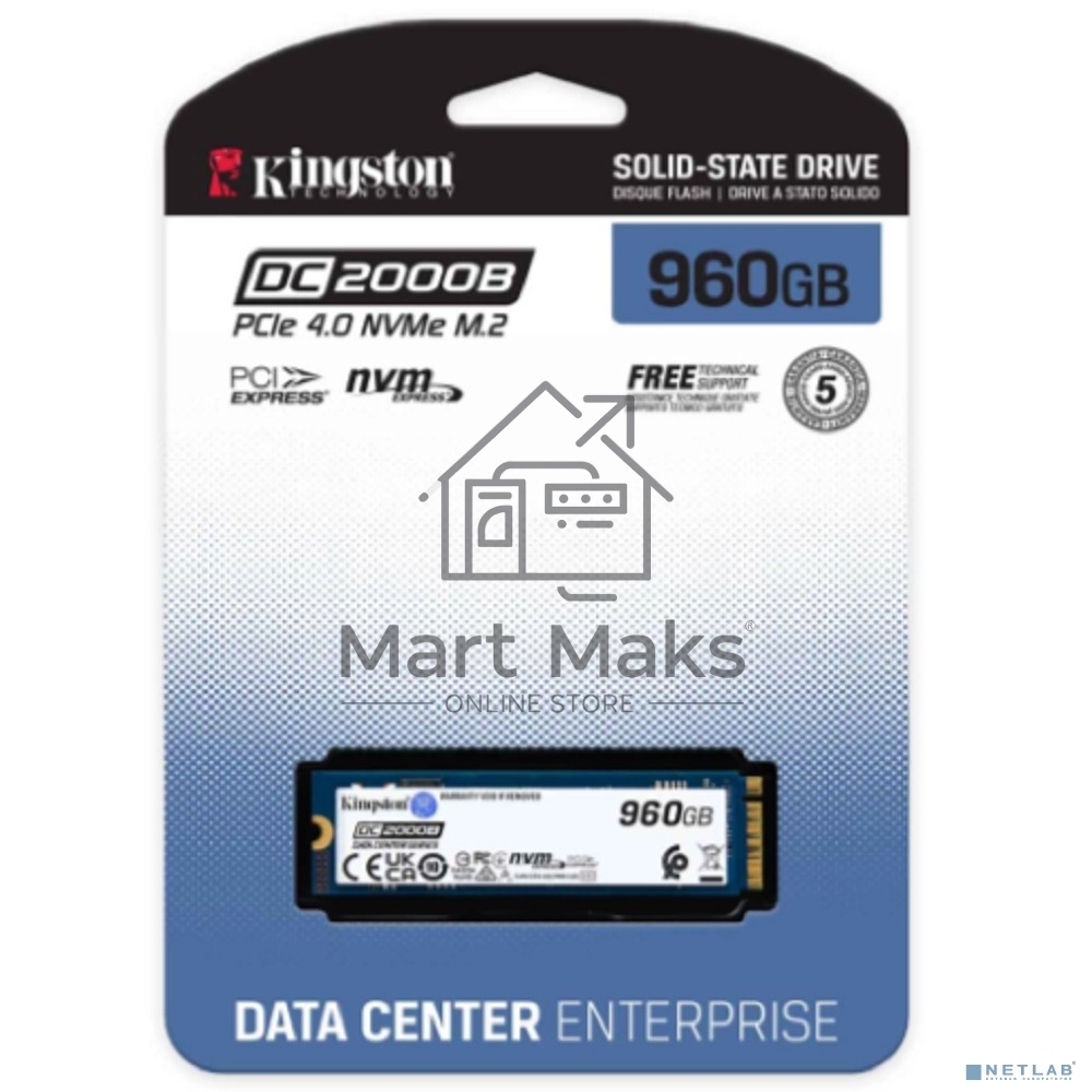 Накопитель SSD Kingston PCIe 4.0 x4 960GB SEDC2000BM8/960G DC2000B M.2 2280 0.4 DWPD