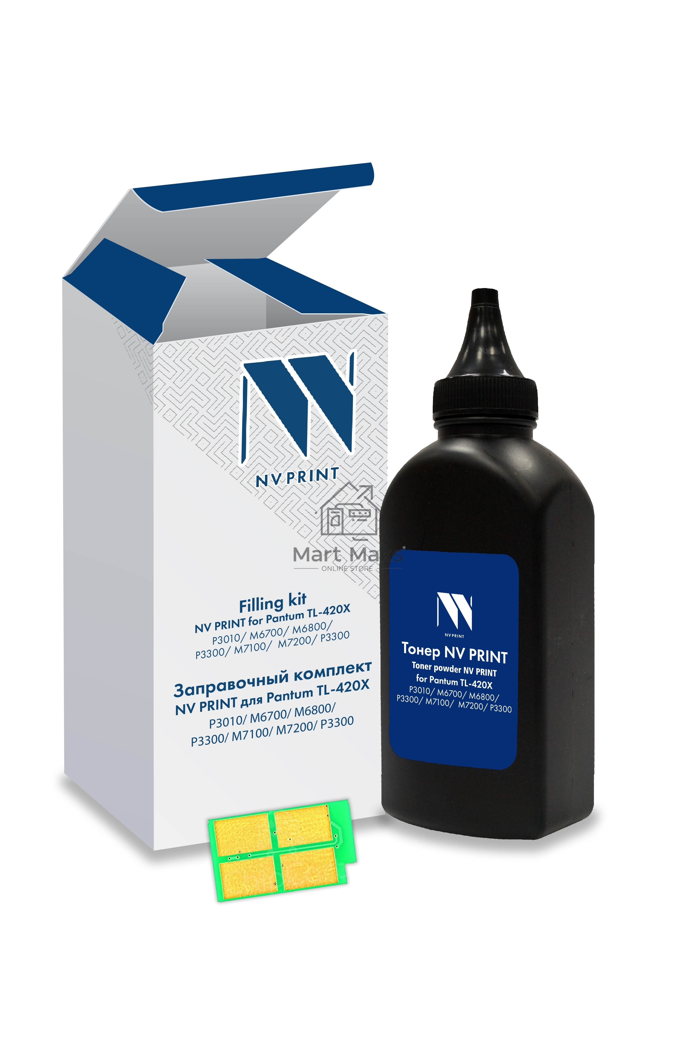 Заправочный комплект NV PRINT для Pantum TL-420X (P3010, M6700, M6800, P3300, M7100, M7200, P3300), 200 гр, 6000 стр (тонер + чип)