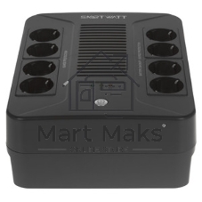 Источник бесперебойного питания SMARTWATT UPS SAFE PRO 1000 черный 1000/600 ВА/Вт, линейно-интерактивный, напольный/настенный, LED индикация, Shuko CEE7/4 - 8 шт. (4 шт. с резервным питанием, 4 шт. - сетевой фильтр)