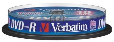 Диск DVD-R Verbatim 4.7Gb 16x Cake Box (10шт) (43523)