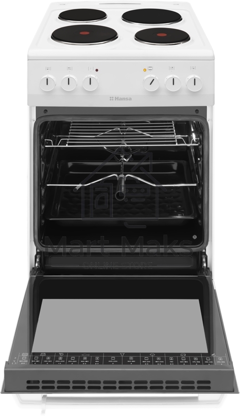 Плита электрическая Hansa FCEW54120 белый, конфорок 4 шт, духовка 62 л, 50 см x 85 см x 60 см