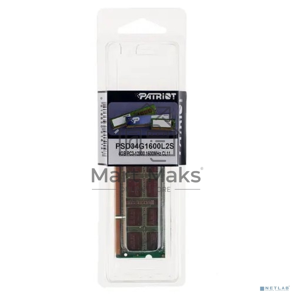 Оперативная память Patriot, DDR3L, 4GB (1x4 GB), 1600 MHz, CL11, SO-DIMM