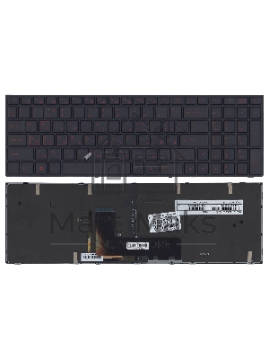 Клавиатура для ноутбука DNS Clevo P651 черная с рамкой с подсветкой