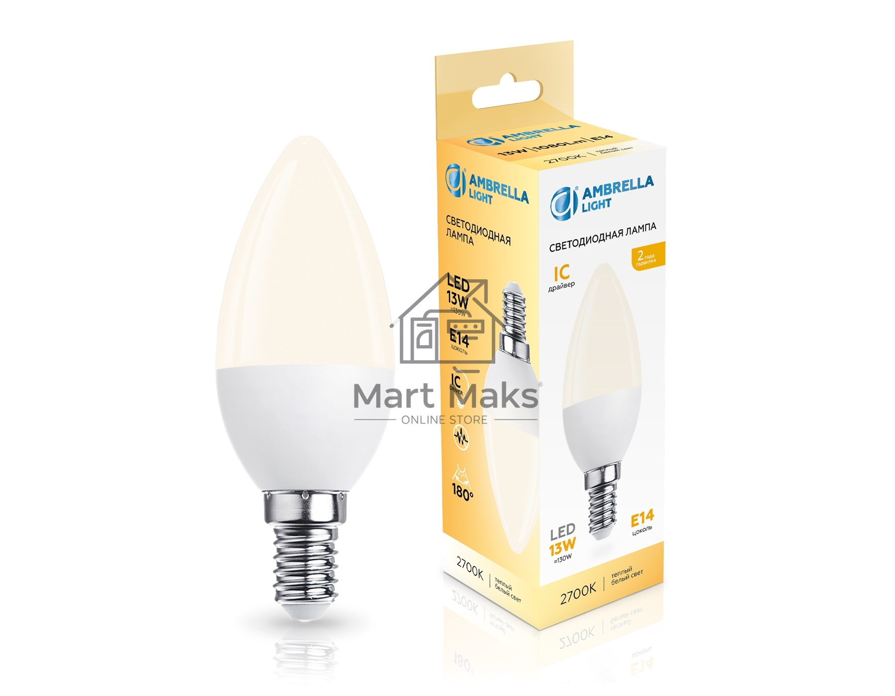 Светодиодная лампа 371313 LED C37 13W IC E14 2700K 175-265V