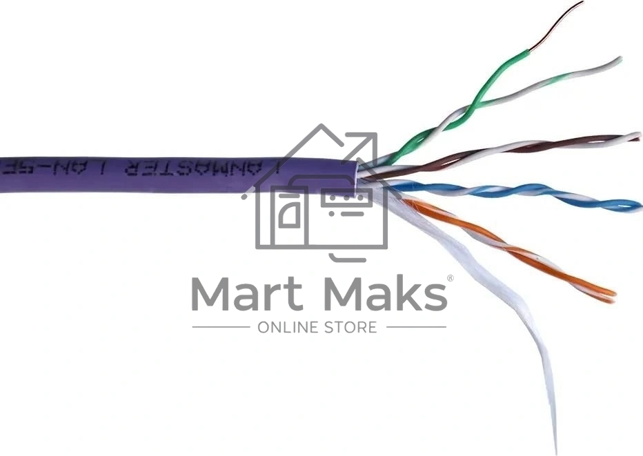 Кабель информационный Lanmaster LAN-5EUTP-PT-LSZH-VI cat.5e UTP 4 пары 24AWG LSZH внутренний 305м фиолетовый