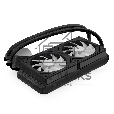 Комплект водяного охлаждения ExeGate BlackWater-240.PRISM.PWM.ARGB.Black (3 PIN 5V ADDRESSABLE RGB подсветка, LGA1954/1851/1700/1200/115x/2066/2011/AM5/AM4, TDP 260W, 2x Fan 120mm 4pin PWM 600-1800RPM Hydro bearing, помпа 3pin 2700RPM, макс. шум 37db, с термопастой, на винтах, черный, RET)