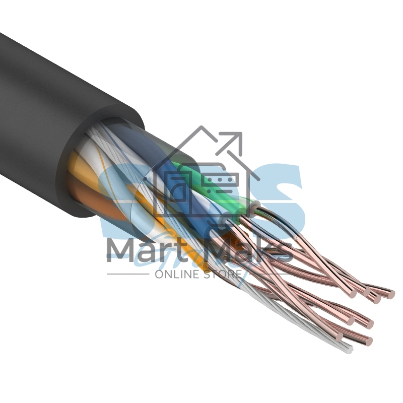 Кабель UTP Rexant 4PR 24AWG, CU (медь), CAT5e, 100 МГц, PE, черный, OUTDOOR, бухта 50 м