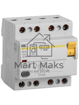 Выключатель дифференциального тока (УЗО) 4п 80А 300мА тип AC ВД1-63 ИЭК MDV10-4-080-300