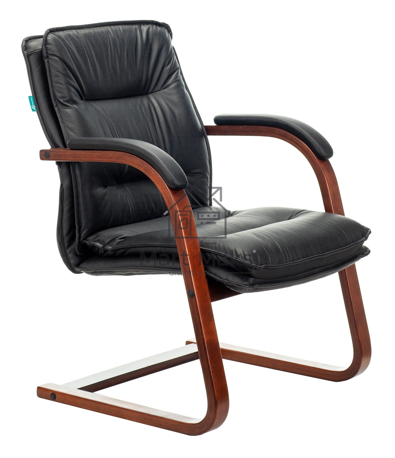 Кресло офисное Бюрократ T-9927WALNUT-AV черный, кожа, полозья дерево