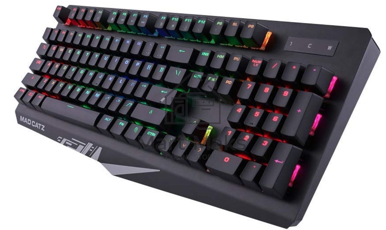 Игровая клавиатура чёрная Mad Catz S.T.R.I.K.E. 4 (Cherry Red Switch, RGB подсветка, аллюминиевая рама, USB)