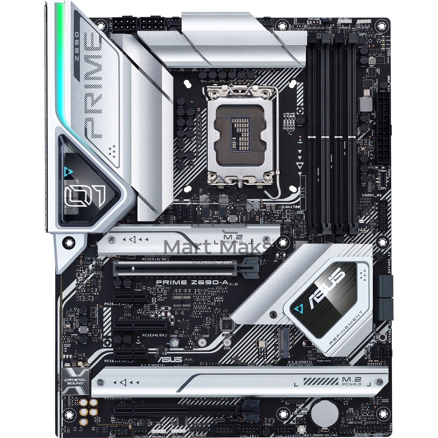 Материнская плата ASUS PRIME Z690-A, LGA1700, Z690, 4*DDR5, HDMI+DP, CrossFireX, SATA3 + RAID, Audio, Gb LAN, USB 3.2, COM*1 header (w/o cable), ATX ; 90MB18L0-M0EAY0