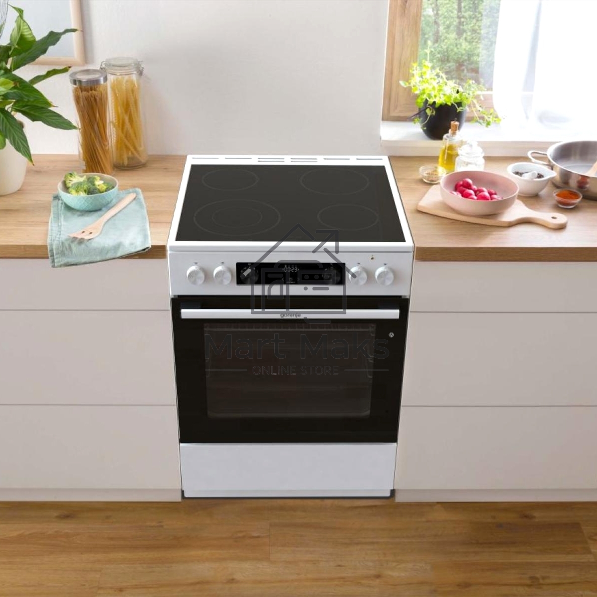 Плита электрическая Gorenje GECS6C70WC белый, конфорок 4 электрических, духовка 71 л, 60 см x 85 см x 60 см