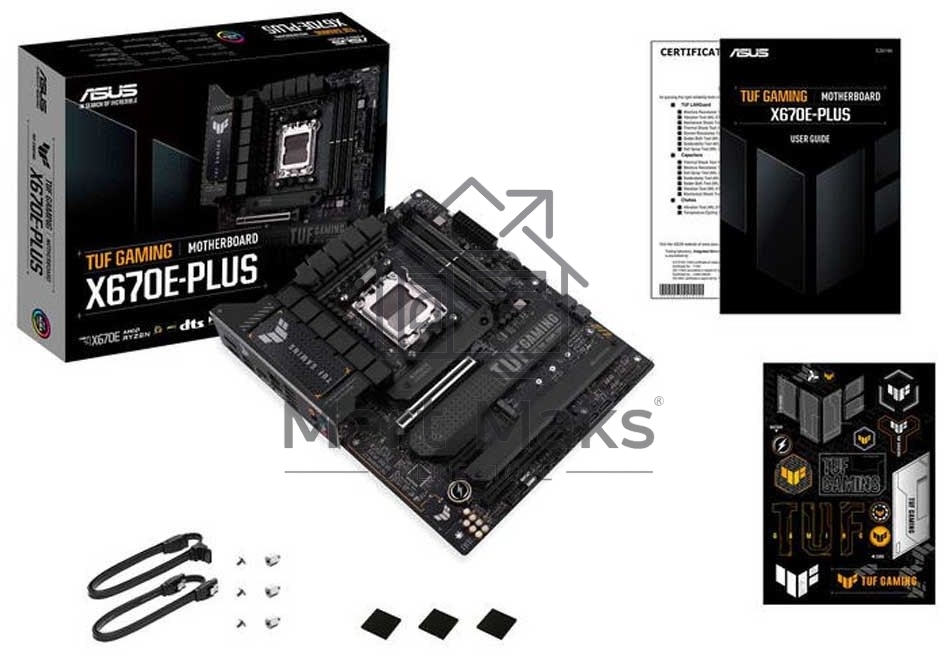Материнская плата ASUS TUF GAMING X670E-PLUS, AM5, AMD X670, 4xDDR5, 4xSATA, 4xM.2, 1xPCI-E 5.0 x16, 1xPCI-E 4.0 x4, 3xUSB-A 3.2 Gen 2, 5xUSB-A 3.2 Gen 1, 1xUSB-C 3.2 Gen 2, 1xUSB-C 3.2 Gen 2x2, 1x2.5Gb LAN, 5x3.5 мм, 7.1, Standard-ATX