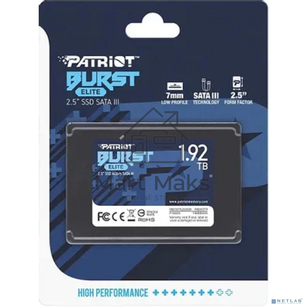 Накопитель SSD Patriot Burst Elite, 1.92Tb, SATA, 2.5