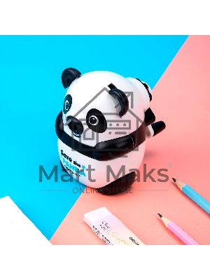 Точилка для карандашей механическая Deli Панда E0518, 1 отверстие, пластик, черный