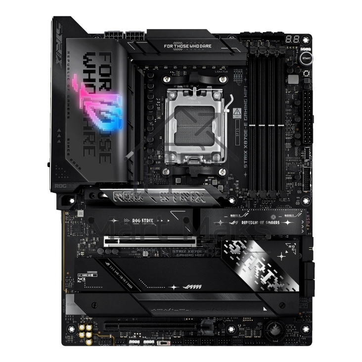 Материнская плата ASUS ROG STRIX X870E-E GAMING WIFI, AM5, AMD X870E, 4xDDR5, 4xSATA, 5xM.2, 1xPCI-E 5.0 x16, 1xPCI-E 4.0 x4, 1xHDMI, 1xUSB-C 3.2 Gen 2, 1xUSB-C 3.2 Gen 2x2, 2xUSB-C 4.0, 1x 5Gb LAN, 9xUSB-A 3.2 Gen 2, 2x3.5 мм, TOSLINK, 1xWi-Fi 7, ATX