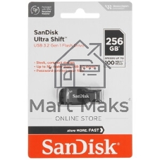 Флешка USB Sandisk CZ410 Shift Ultra (SDCZ410-256G-G46), 256Gb, USB 3.2, R/W 100/45, черный