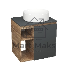 Тумба Bau Dream Blackwood 60 правая, графит, раковина BAU Dream круглая D41