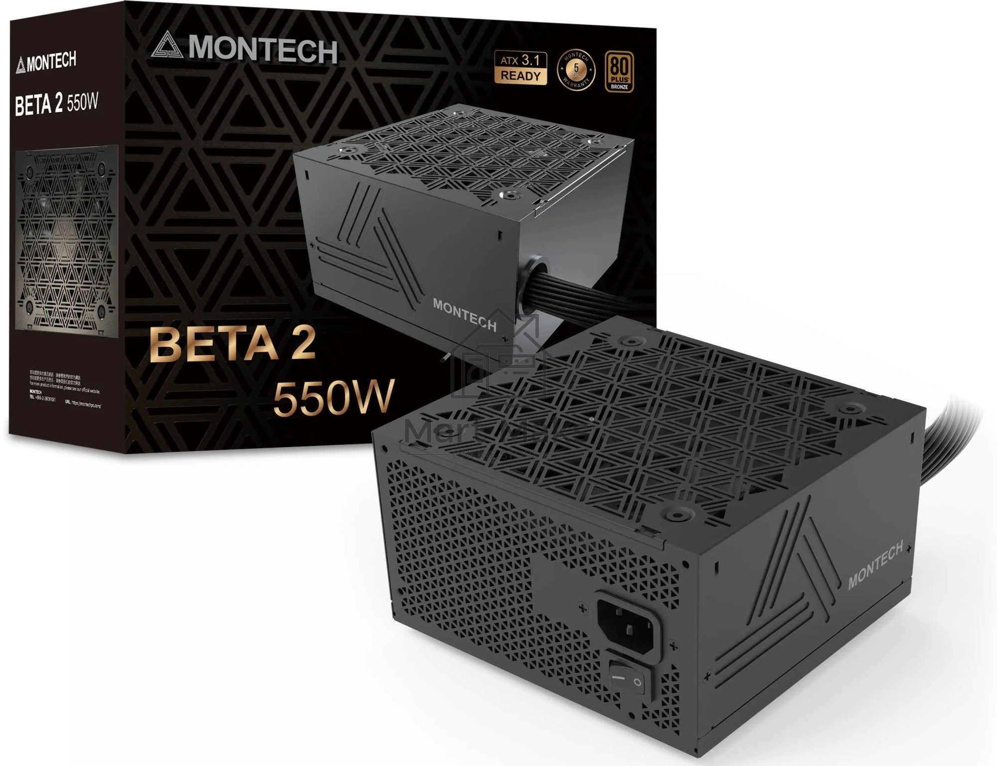 Блок питания Montech ATX 550W Beta 2 80+ bronze (20+4pin) APFC 120mm fan 4xSATA RTL