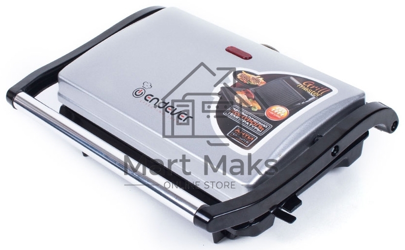 Электрогриль Endever Grillmaster 115, 1500 Вт, авто терморегулятор, антипригарное покрытие, индикатор нагрева, серебристый/черный