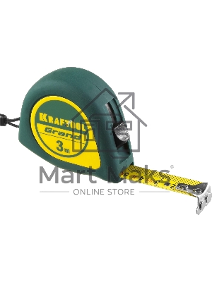 Рулетка KRAFTOOL GRAND 3м/16мм с ударостойким корпусом (ABS) и противоскользящим покрытием