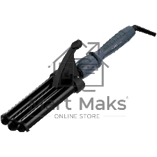 Стайлер Galaxy Line GL 4668, черный, без регулировки температуры, 80 Вт, тройной, нагрев. элемент с защитой от перегрева, максимальная температура 200ºС, керамическое покрытие рабочих поверхностей, 3 нагревательных элемента диаметром 22 мм, вращающийся на 360° шнур питания