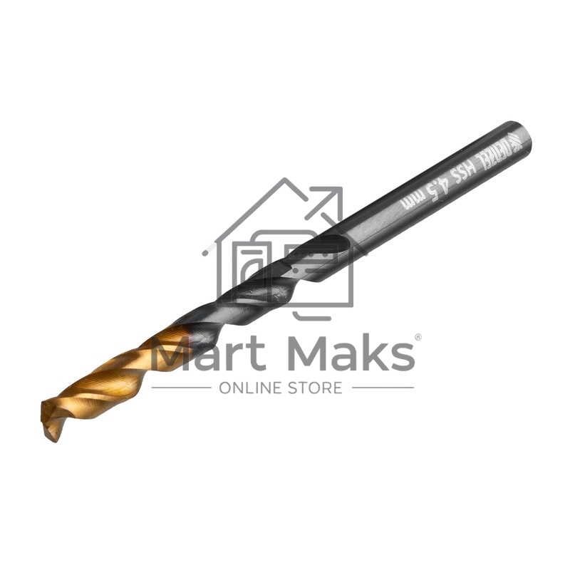 Сверло по металлу, 4,5 мм, HSS-Tin, Golden Tip, 10 шт. Denzel