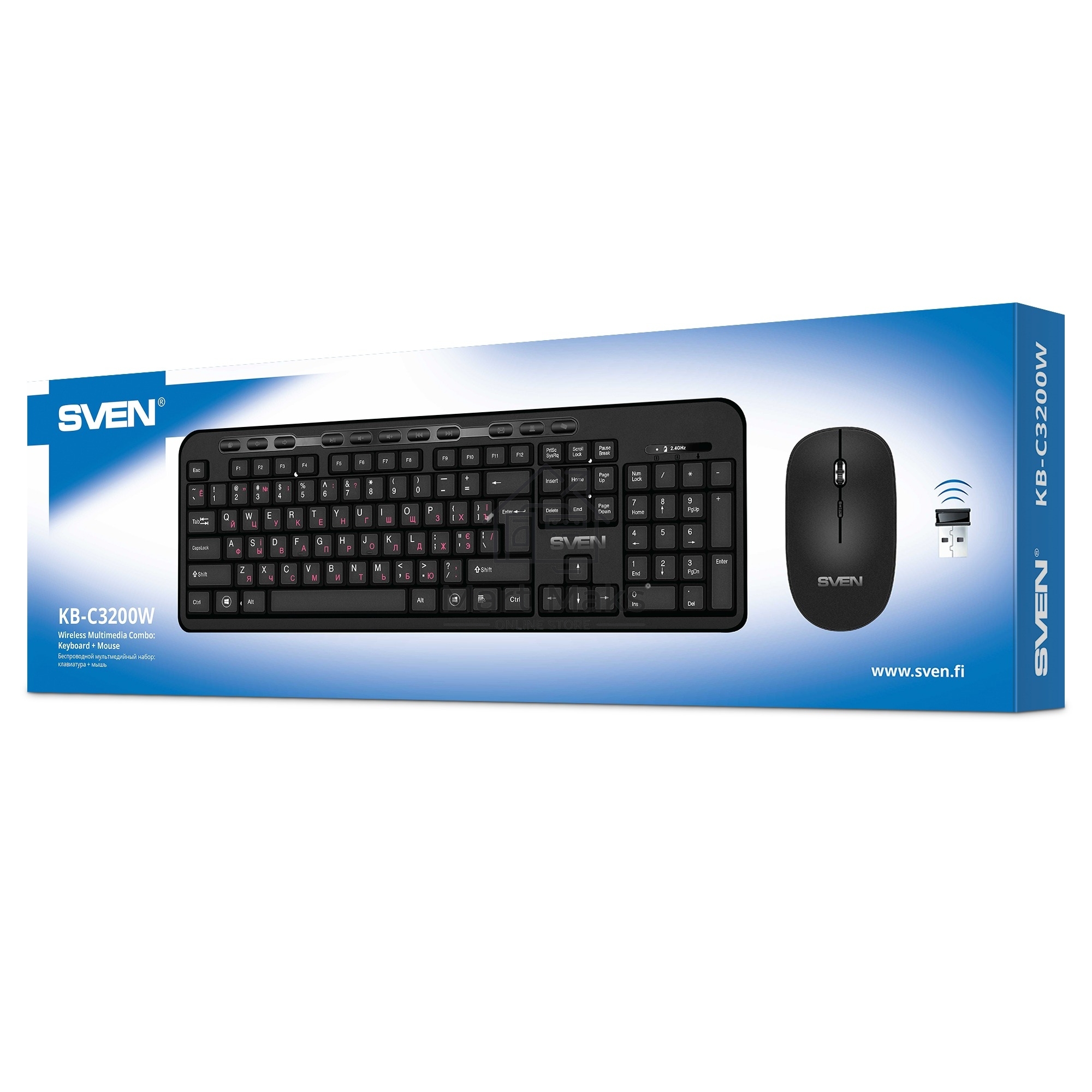 Набор SVEN KB-C3200W беспроводные клавиатура и мышь, чёрные