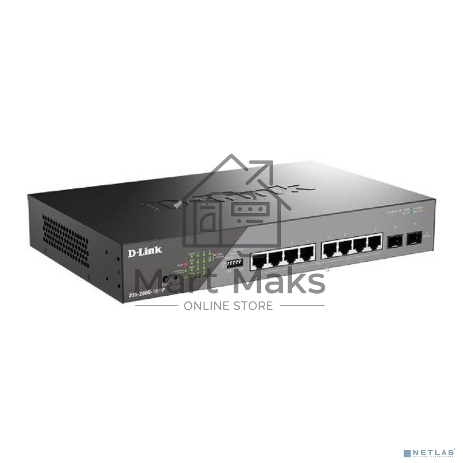 Сетевой коммутатор Smart L2 Surveillance Switch 8х1000Base-T PoE, 2x1000Base-X SFP, PoE Budget 130W, Long-range PoE up to 250m