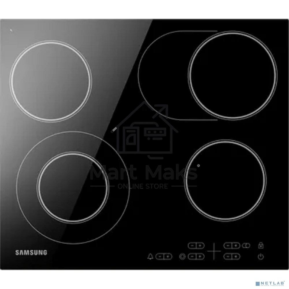 Встраиваемая электрическая варочная панель Samsung NZ64T3516AK/WT, 55 х 575 х 505 мм, стеклокерамика, скошенный край, черный