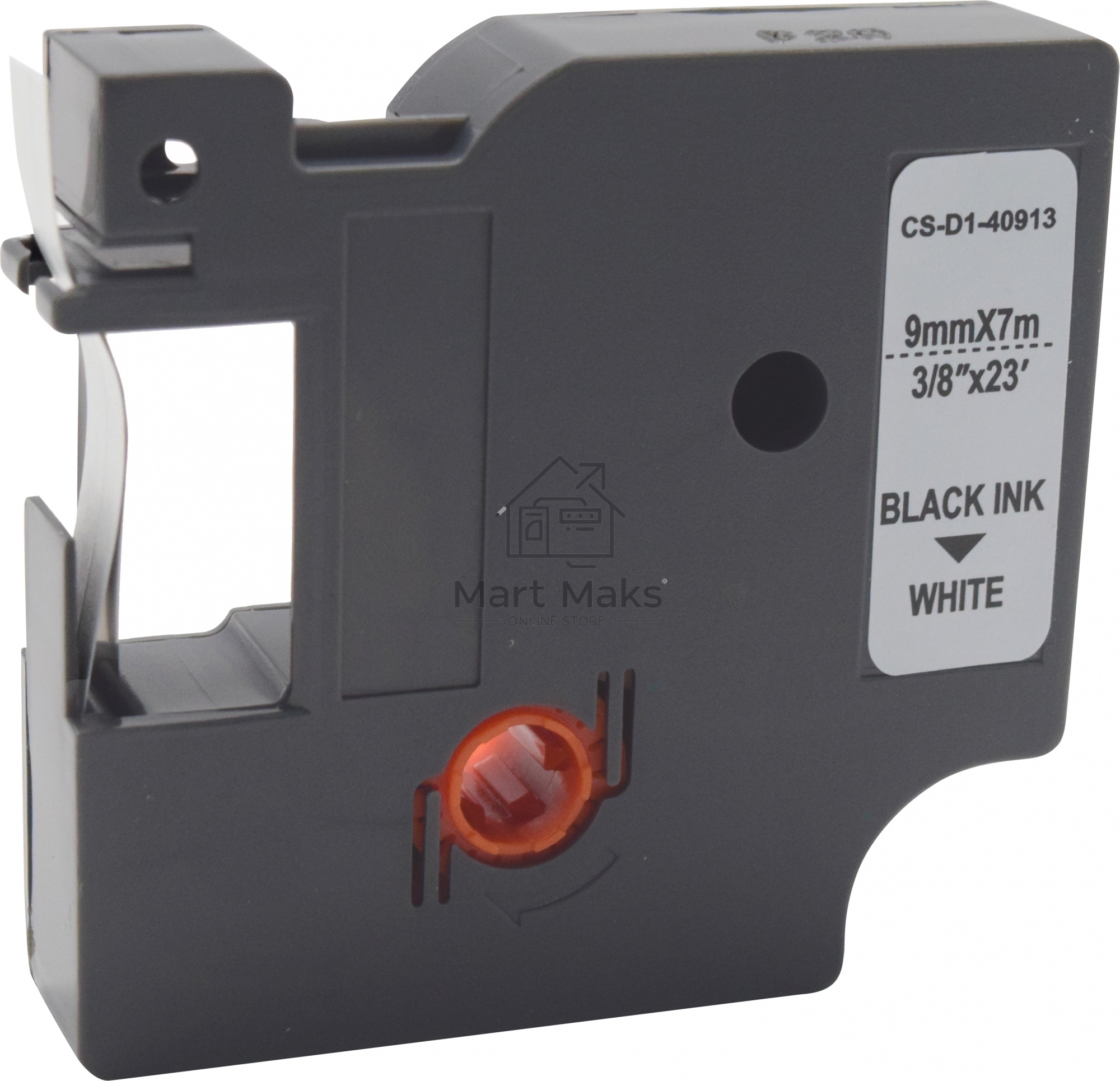 Картридж ленточный Cactus CS-D1-40913 9мм, черный шрифт, белый фон, 7м для DYMO LM 160, 210D, 280, PnP, 420P, 500 TS; Rhino Pro 6000, 5200, 4200