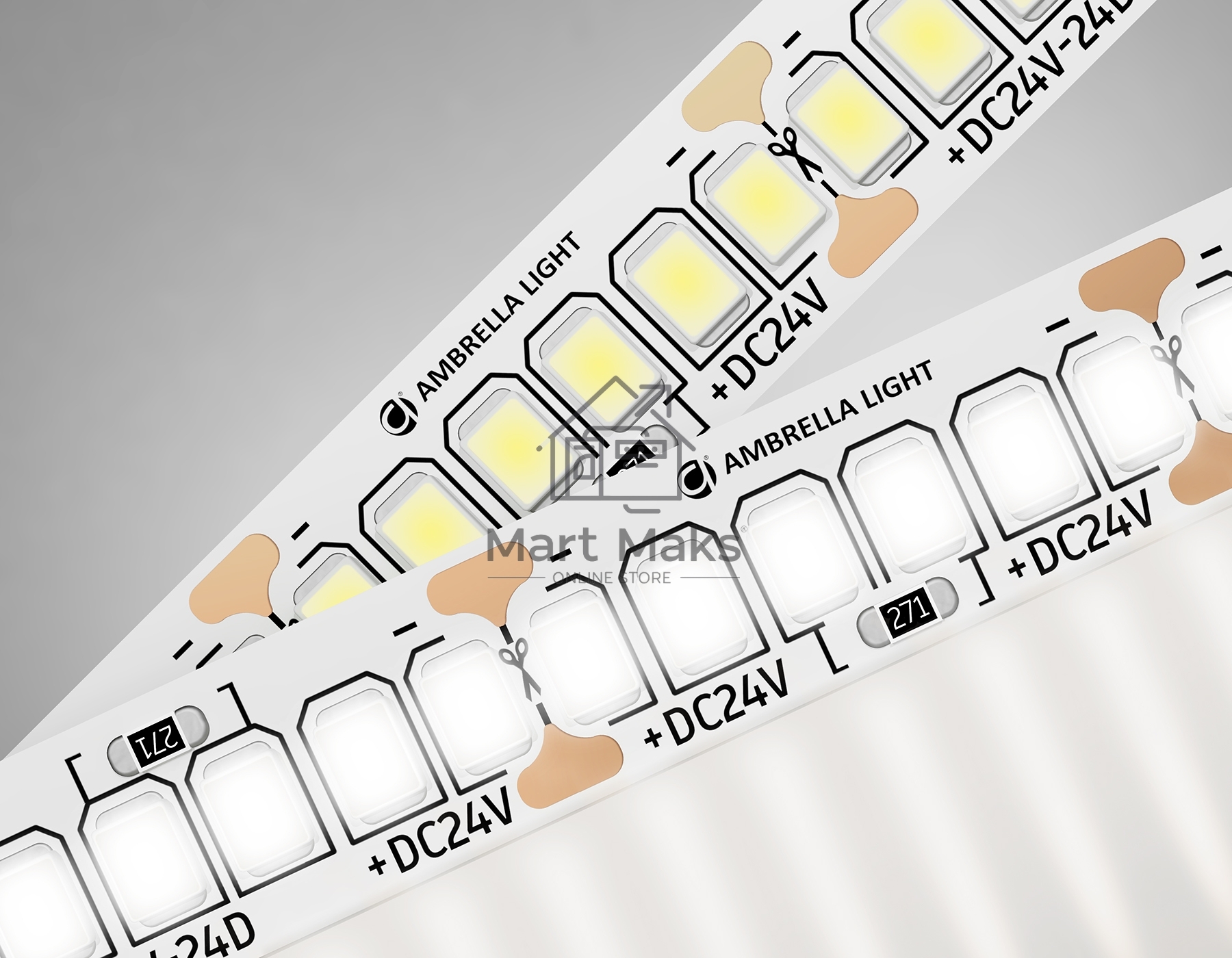 Светодиодная лента Ambrella light GS3502 2835 240Led /22W m/ 24V IP20 4500K/ 5000*10*1.2mm (2 конт.)