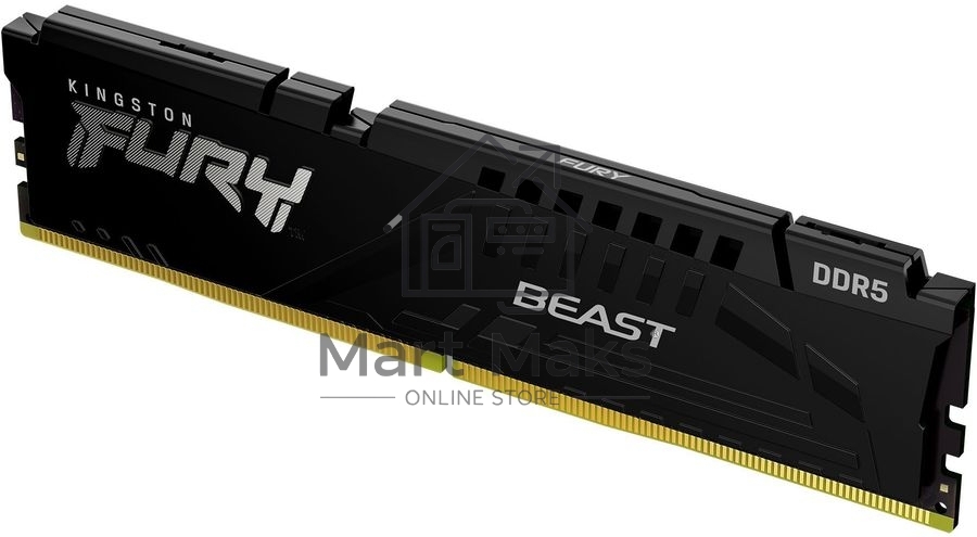 Оперативная память Kingston Fury Beast, DDR5, 32GB (1x32GB), 5200MHz, CL40, DIMM, радиатор, черный