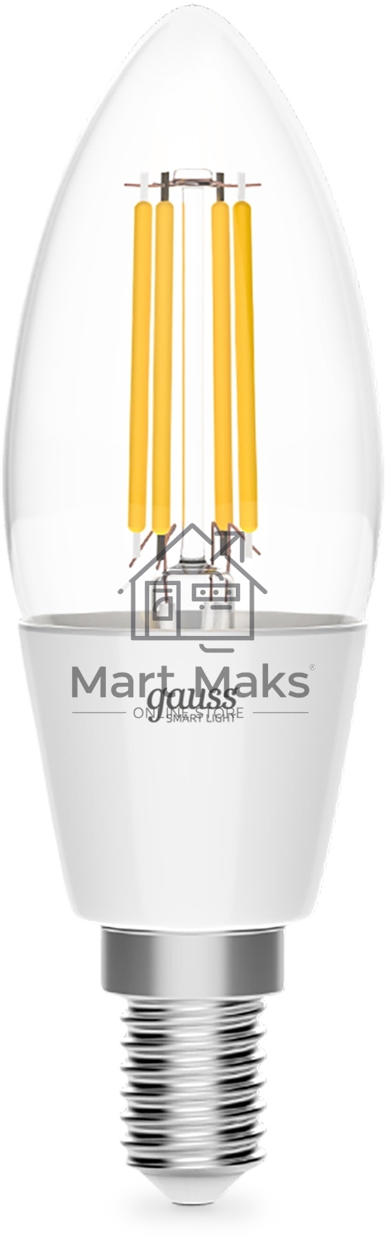 Лампа светодиодная филаментная Gauss Smart Home DIM+CCT E14 C35 4,5 Вт 2000-6500 К 1/10/40