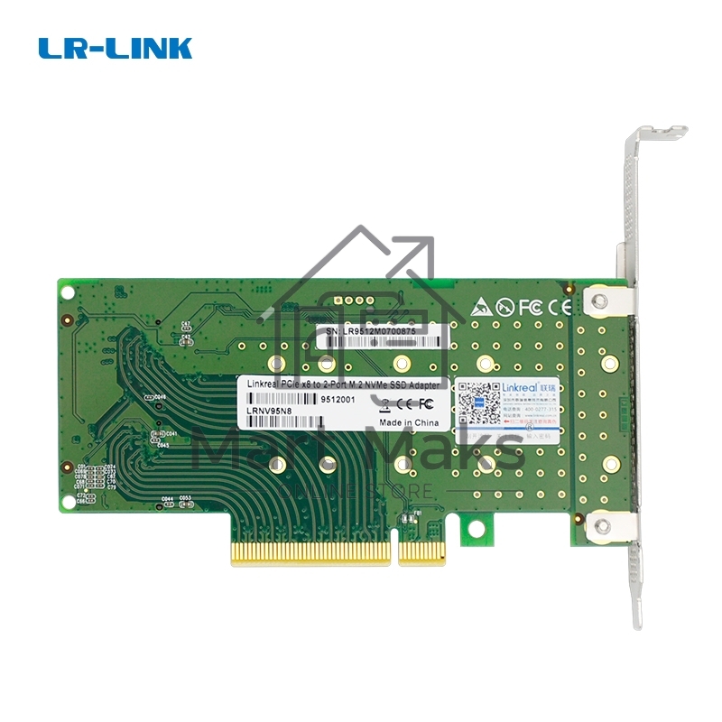Переходник Lr-Link LRNV95N8 PCIe x8 to 2-Port M.2 NVMe Adapter, Supports 2*M.2 NVMe SSD for 2230, 2242, 2260,2280 and 22110mm