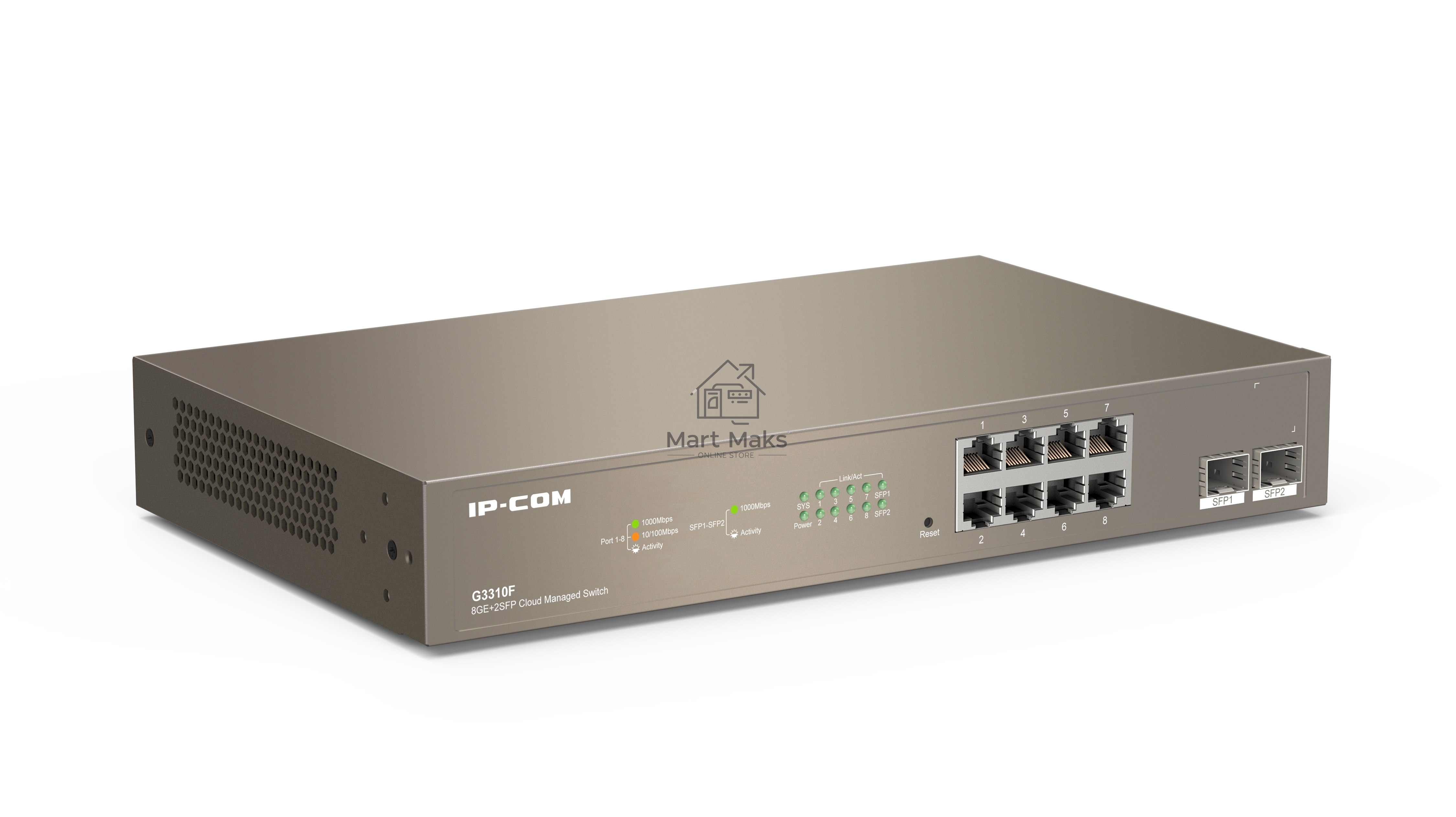 Коммутатор управляемый IP-COM G3310F, настенный, 1000 Мбит/сек, 8 port, SFPx2
