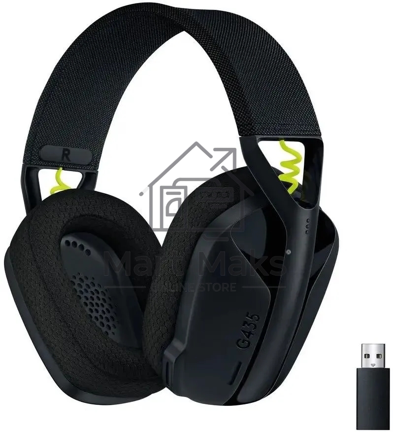 Наушники с микрофоном Logitech G435 Lightspeed черный/желтый мониторные BT/Radio оголовье (981-001052)