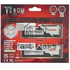 Оперативная память Patriot Viper Venom, DDR5, 64GB (2x32GB), 5200MHz, CL40, DIMM, с радиаторами, черный