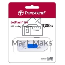 Флешка USB Transcend Jetflash 790 (TS128GJF790W), 128Gb, USB 3.0, R/W 90/40, белый