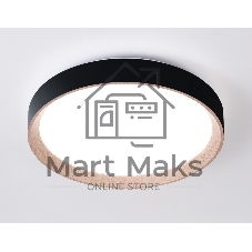 Потолочный светодиодный светильник Ambrella light FZ1324 BK/LWD черный/светлое дерево IP20 41W 3000-6400K D390*70 (ПДУ ИК)