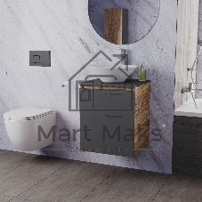 Тумба Bau Dream Blackwood 50 графит, раковина BAU Dream D43, смеситель для раковины высокий Hotel Still, нержавеющая сталь
