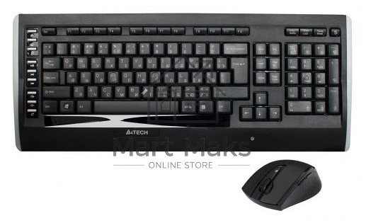 Клавиатура + мышь A4TECH W 9300F USB (черный), 2.4G наноприемник