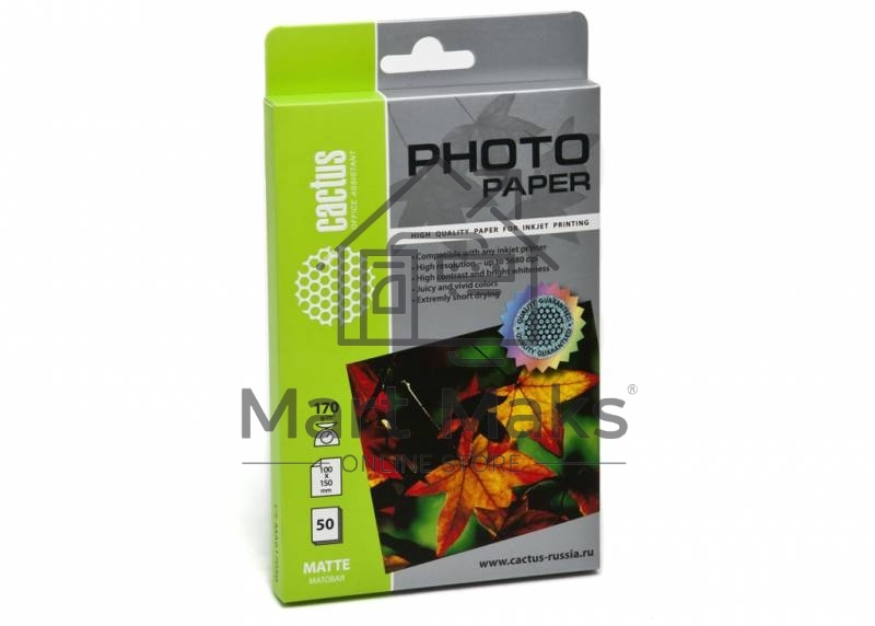 Фотобумага Cactus CS-MA617050 A6/170г/м2/50л. матовая для струйной печати