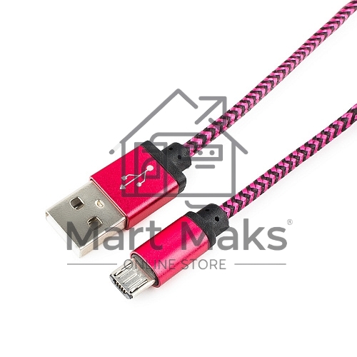 Кабель Gembird USB 2.0 Cablexpert CC-mUSB2pe1m, AM/microBM 5P, 1м, нейлоновая оплетка, алюминиевые разъемы, фиолетовый, пакет