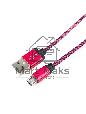 Кабель Gembird USB 2.0 Cablexpert CC-mUSB2pe1m, AM/microBM 5P, 1м, нейлоновая оплетка, алюминиевые разъемы, фиолетовый, пакет