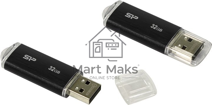 Флешка USB R/W 32Gb Silicon Power Ultima U02 (SP032GBUF2U02V1K), USB2.0, Black